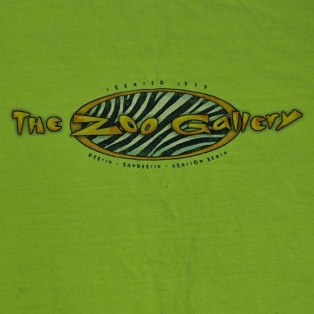 VINTAGE Florida Zoo Gallery T-Shirt Mens XL Lime Green Comfort Colors 2001 - Picture 4 of 14